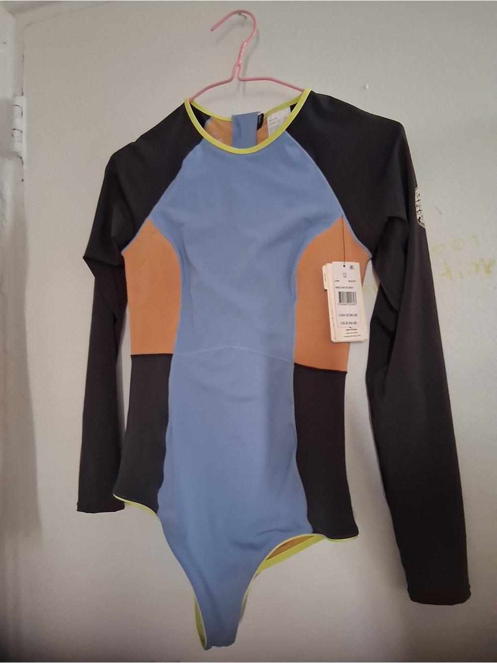 Rip Curl Colorblock Long-Sleeve One-Piece Swimsuit - Blue/Tan/Black